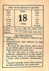 18 Ekim 1985 Takvim Yaprağı - Doğum Günü Hediyesi EFMN14951 - Gökçekoleksiyon