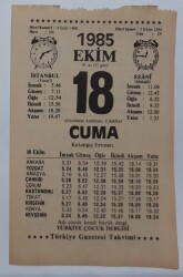 18 Ekim 1985 Takvim Yaprağı - Doğum Günü Hediyesi EFM(N)6663 - Gökçekoleksiyon
