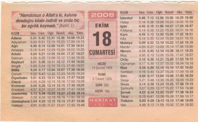 18 Ekim 2008 Takvim Yaprağı EFM(N)3235 - 2