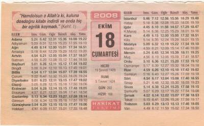 18 Ekim 2008 Takvim Yaprağı EFM(N)3235 - 1