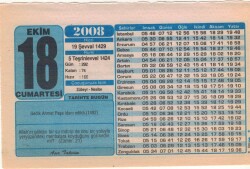 18 Ekim 2008 Takvim Yaprağı EFM(N)3266 - 3