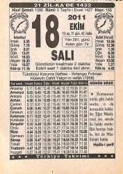 18 Ekim 2011 Takvim Yaprağı - Doğum Günü Hediyesi EFMN15302 - Gökçekoleksiyon