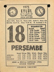 18 Eylül 1975 Takvim Yaprağı - Doğum Günü Hediyesi EFM(N)12528 - Gökçekoleksiyon