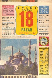 18 Eylül 1983 Takvim Yaprağı - Doğum Günü Hediyesi EFMN15904 - Gökçekoleksiyon