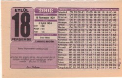 18 Eylül 2008 Takvim Yaprağı EFM(N)2958 - 1