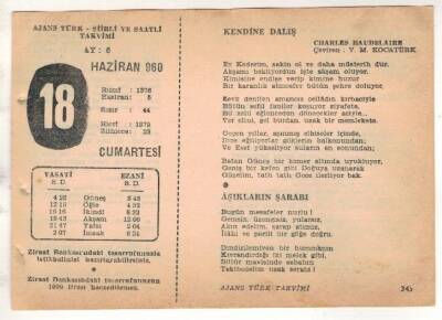 18 Haziran 1960 Ajans Türk Takvim Yaprağı (Şiirli Saatli) EFM(N)1635 - 4