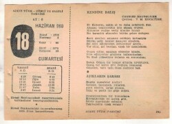 18 Haziran 1960 Ajans Türk Takvim Yaprağı (Şiirli Saatli) EFM(N)1635 - 3