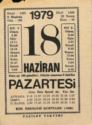 18 Haziran 1979 Takvim Yaprağı - Doğum Günü Hediyesi EFM(N)11847 - Gökçekoleksiyon