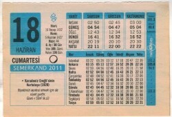 18 Haziran 2011 Takvim Yaprağı EFM(N)1214 - Gökçekoleksiyon