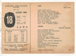 18 Kasım 1960 Ajans Türk Takvim Yaprağı (Şiirli Saatli) EFM(N) 1784 - 4