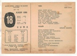 18 Kasım 1960 Ajans Türk Takvim Yaprağı (Şiirli Saatli) EFM(N) 1784 - 3