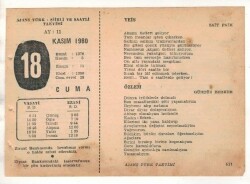 18 Kasım 1960 Ajans Türk Takvim Yaprağı (Şiirli Saatli) EFM(N) 1784 - 2