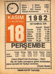 18 Kasım 1982 Takvim Yaprağı - Doğum Günü Hediyesi EFMN15973 - Gökçekoleksiyon