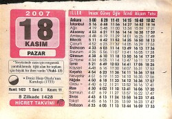 18 Kasım 2007 Takvim Yaprağı - Doğum Günü Hediyesi EFMN16003 - Gökçekoleksiyon