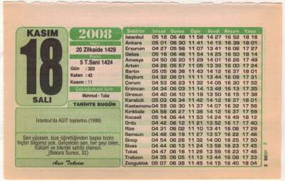 18 Kasım 2008 Takvim Yaprağı EFM(N)3814 - 3