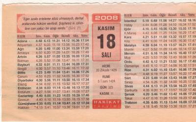 18 Kasım 2008 Takvim Yaprağı EFM(N)3902 - 3