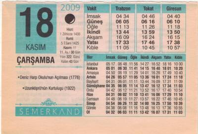 18 Kasım 2009 Takvim Yaprağı EFM(N)3842 - 1