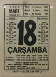 18 Mart 1970 Takvim Yaprağı - Doğum Günü Hediyesi EFM(N)7962 - 1