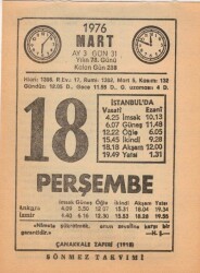 18 Mart 1976 Takvim Yaprağı EFM(N)5959 - 1