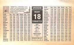 18 Mart 2006 Takvim Yaprağı - Doğum Günü Hediyesi EFMN13234 - Gökçekoleksiyon