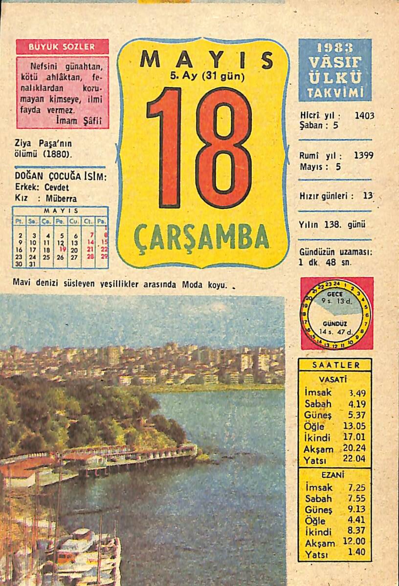 18 Mayıs 1983 Takvim Yaprağı - Doğum Günü Hediyesi EFMN13777 - 1