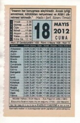 18 Mayıs 2012 Takvim Yaprağı EFM(N)1949 - 2