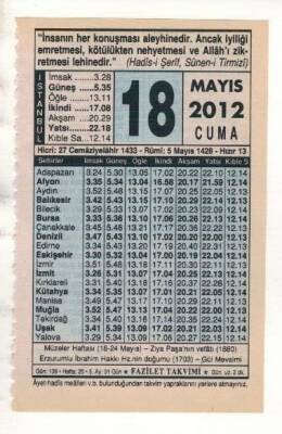 18 Mayıs 2012 Takvim Yaprağı EFM(N)1949 - 1