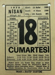 18 Nisan 1970 Takvim Yaprağı - Doğum Günü Hediyesi EFM(N)8273 - 1