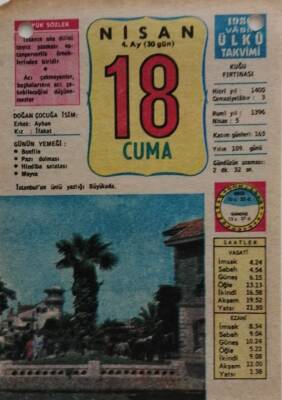 18 Nisan 1980 Takvim Yaprağı - Doğum Günü Hediyesi EFM(N)8432 - 2