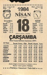 18 Nisan 1984 Takvim Yaprağı - Doğum Günü Hediyesi EFM(N)11204 - Gökçekoleksiyon
