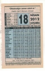 18 Nisan 2012 Takvim Yaprağı EFM(N)1919 - 3