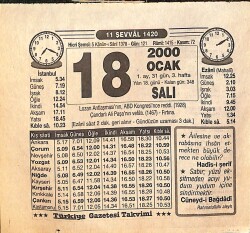 18 Ocak 2000 Takvim Yaprağı - Doğum Günü Hediyesi EFM(N)13204 - Gökçekoleksiyon