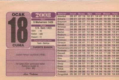 18 Ocak 2008 Takvim Yaprağı EFM(N)4943 - 1