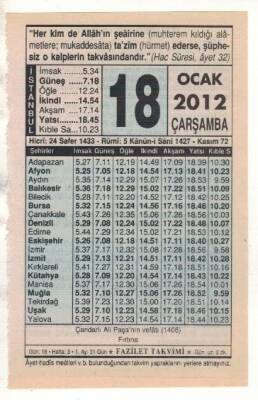 18 Ocak 2012 Takvim Yaprağı EFM(N)1828 - 4