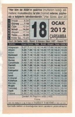 18 Ocak 2012 Takvim Yaprağı EFM(N)1828 - 3