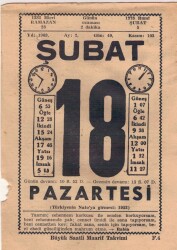 18 Şubat 1963 Takvim Yaprağı EFM(N)5702 - 2