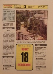 18 Şubat 1982 Takvim Yaprağı - Doğum Günü Hediyesi EFM(N)7687 - Gökçekoleksiyon