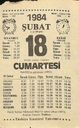 18 Şubat 1984 Takvim Yaprağı - Doğum Günü Hediyesi EFM(N)11826 - Gökçekoleksiyon
