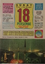 18 Şubat 1988 Takvim Yaprağı - Doğum Günü Hediyesi EFM(N)7715 - Gökçekoleksiyon