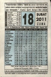 18 Şubat 2011 Takvim Yaprağı - Doğum Günü Hediyesi EFM(N)7571 - Gökçekoleksiyon