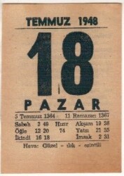 18 Temmuz 1948 Takvim Yaprağı EFM(N)1433 - 3