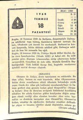 18 Temmuz 1960 Takvim Yaprağı - Doğum Günü Hediyesi EFM(N)11352 - 1