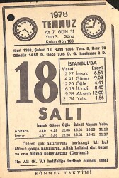18 Temmuz 1978 Takvim Yaprağı - Doğum Günü Hediyesi EFMN15435 - Gökçekoleksiyon