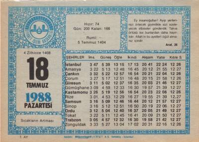 18 Temmuz 1988Takvim Yaprağı EFM(N)2048 - 1