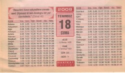 18 Temmuz 2008 Takvim Yaprağı EFM(N)2053 - 3
