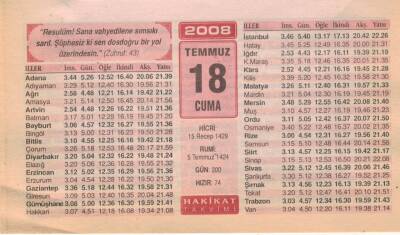 18 Temmuz 2008 Takvim Yaprağı EFM(N)2053 - 3
