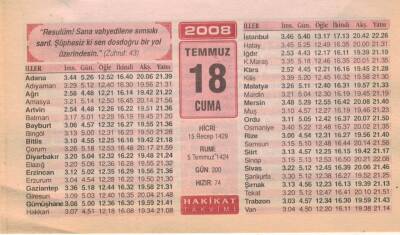 18 Temmuz 2008 Takvim Yaprağı EFM(N)2053 - 1