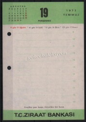 19-20 Temmuz 1973 Ziraat Bankası Takvim Yaprağı EFM660 - 1