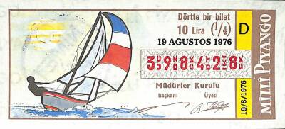 19 Ağustos 1976 Piyango Bileti Çeyrek Bilet PYB6165 - 1