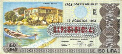 19 Ağustos 1983 Piyango Bileti Çeyrek Bilet PYB6445 - Gökçekoleksiyon